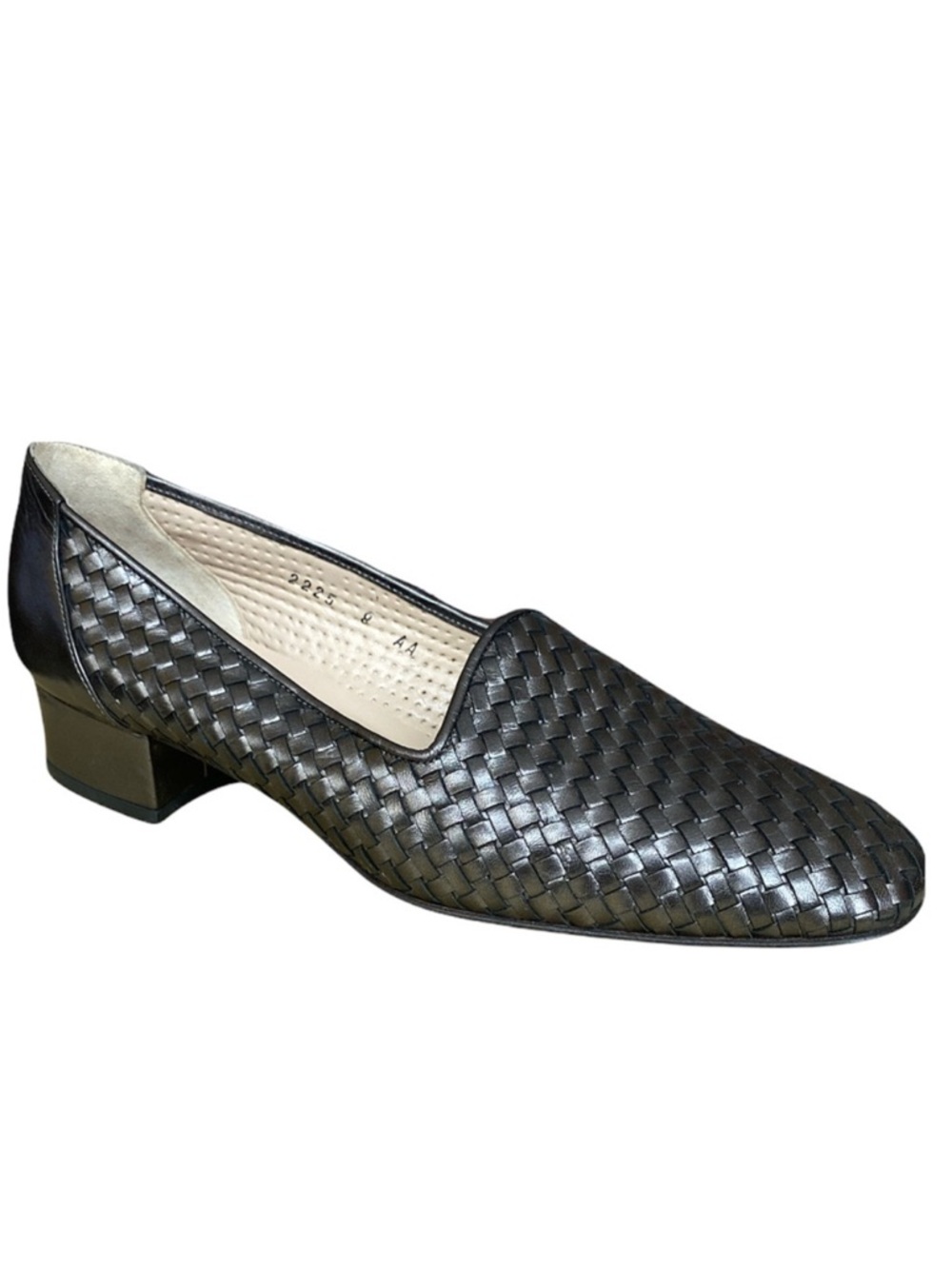 JOEL PARKER Women's "MINNIE" Pewter Woven Leather Loafers 8AA